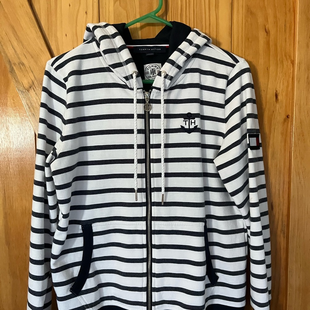 Tommy Hilfiger Navy and White Striped Jacket